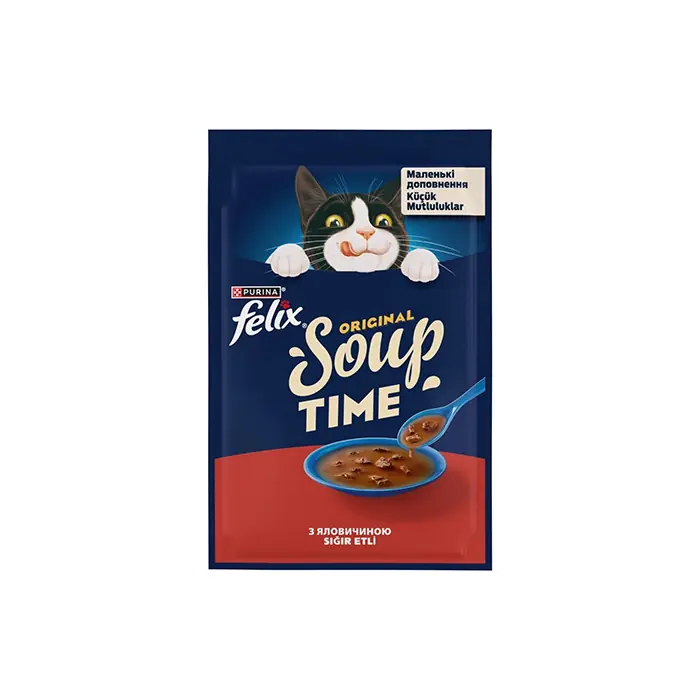 FELİX ORİGİNAL SOUP TİME SIĞIR ETLİ KEDİ ÇORBASI 48GR
