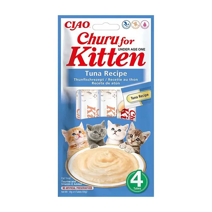 CIAO CHURU CREAM KİTTEN TON BALIKLI YAVRU KEDİ İÇİN SIVI ÖDÜL MAMASI 4X14GR