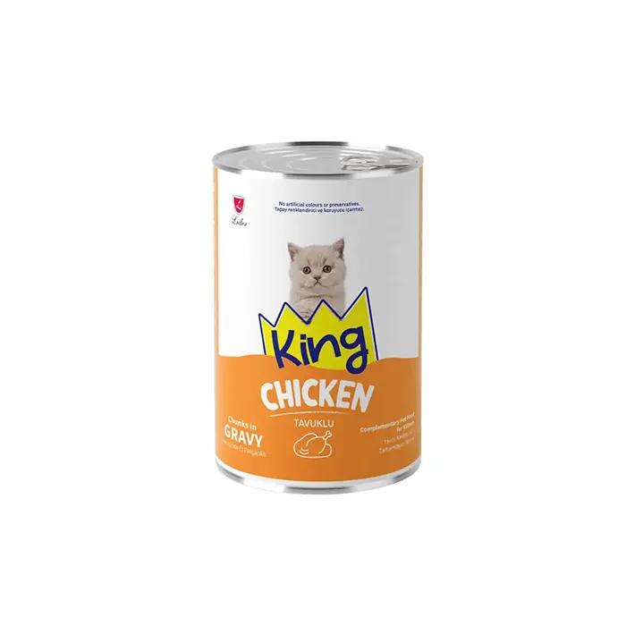 KİNG SOS İÇİNDE ET PARÇACIKLI TAVUKLU YAVRU KEDİ KONSERVESİ 400 GR