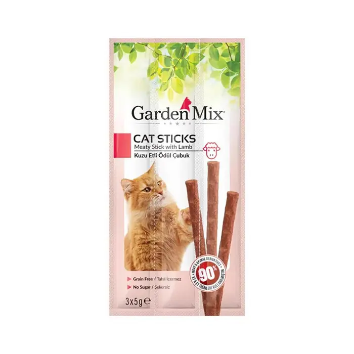 GARDEN MİX KUZU ETLİ TAHILSIZ KEDİ STİCK ÖDÜLÜ 3X5GR