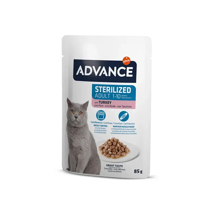 ADVANCE STERİLİSED TURKEY HİNDİ ETLİ KISIRLAŞTIRILMIŞ KEDİ YAŞ MAMASI 85GR