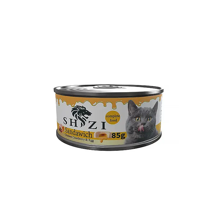 SHİZİ TAVUK ETLİ KIZILCIK SOSLU VE YUMURTALI EZME KEDİ KONSERVESİ 85GR