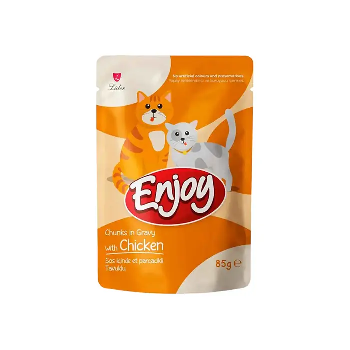 ENJOY POUCH SOS İÇİNDE ET PARÇACIKLI TAVUKLU YETİŞKİN KEDİ MAMASI 85 GR
