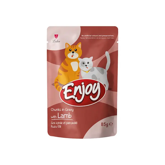 ENJOY POUCH SOS İÇİNDE ET PARÇACIKLI KUZU ETLİ YETİŞKİN KEDİ MAMASI 85 GR