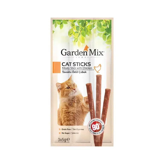 GARDEN MİX TAVUK ETLİ TAHILSIZ KEDİ STİCK ÖDÜLÜ 3X5GR