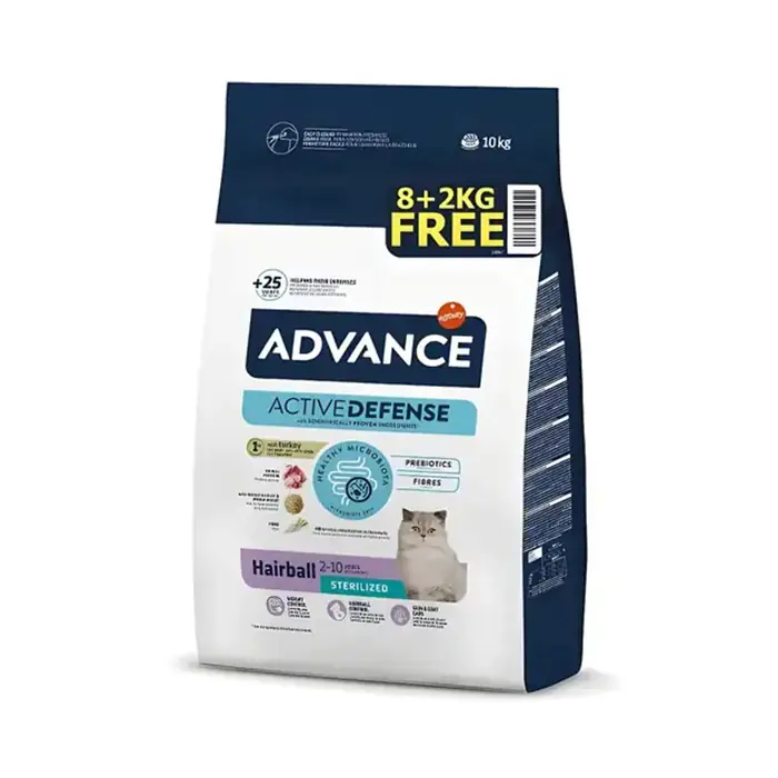 ADVANCE STERİLİSED HAİRBALL KISIRLAŞTIRILMIŞ KEDİ MAMASI 8+2 KG