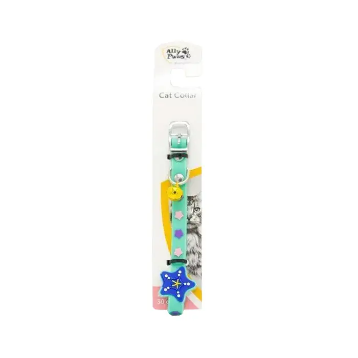 ALLY PAWS YILDIZ DESENLİ SİLİKON ZİLLİ KEDİ BOYUN TASMASI