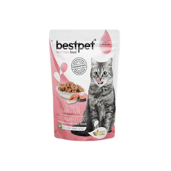 BESTPET POUCH JÖLE İÇİNDE SOMONLU TAHILSIZ KISIRLAŞTIRILMIŞ KEDİ KONSERVESİ 85GR