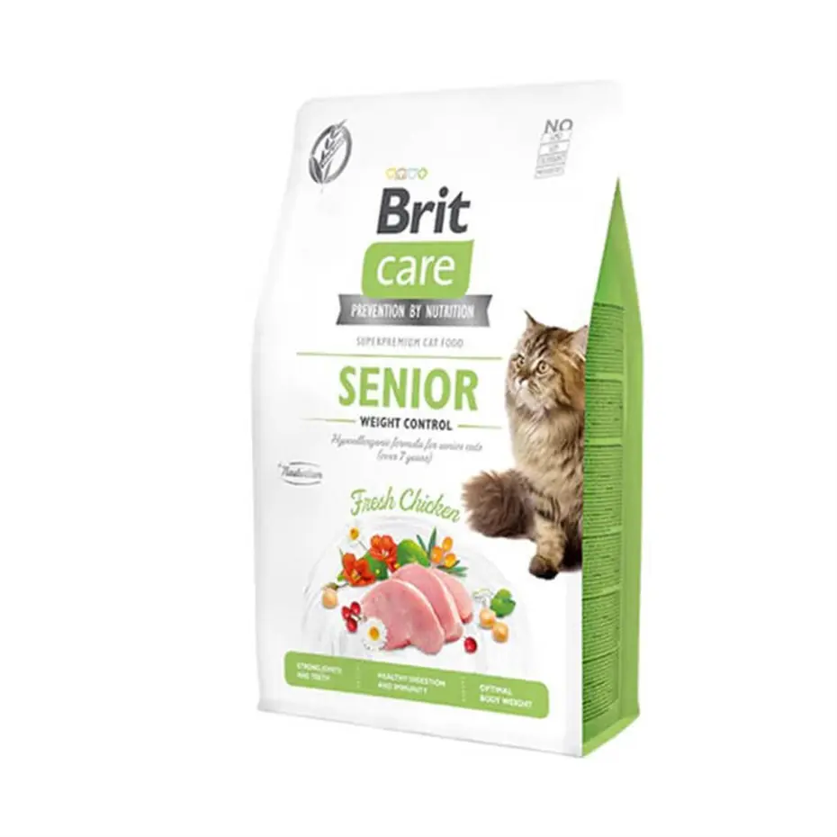 BRİT CARE SENİOR HYPO-ALLERGENİC KİLO KONTROLÜ İÇİN TAHILSIZ YAŞLI KEDİ MAMASI 2KG