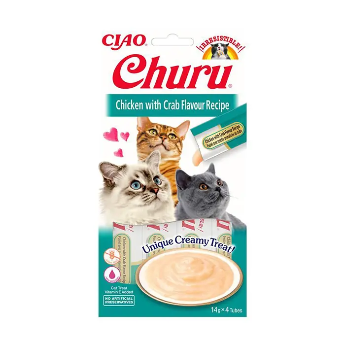 CIAO CHURU CREAM TAVUKLU VE YENGEÇLİ SIVI KEDİ ÖDÜL MAMASI 4X14GR