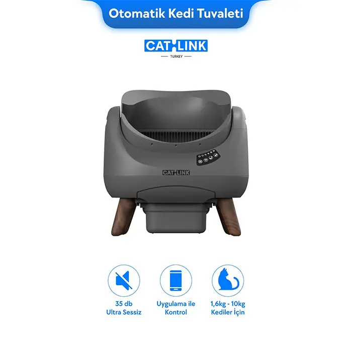 CATLİNK SCOOPER OPEN-X ÜSTÜ AÇIK OTOMATİK KEDİ TUVALETİ GRİ