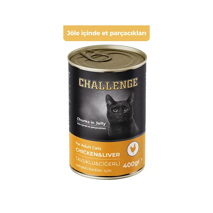 CHALLENGE TAVUKLU-CİĞERLİ YETİŞKİN KEDİ KONSERVESİ 400GR
