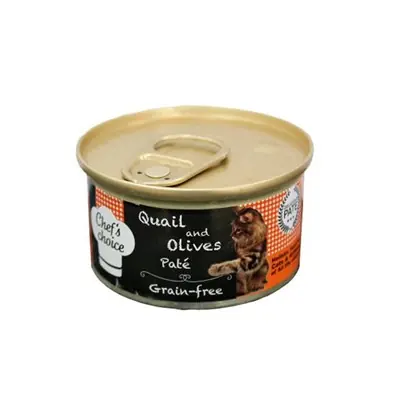 CHEF'S CHOİCE BILDIRCIN VE ZEYTİN EZMELİ TAHILSIZ KEDİ KONSERVESİ 85 GR