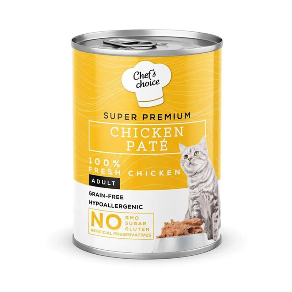 CHEF'S CHOİCE TAVUKLU TAHILSIZ EZME YETİŞKİN KEDİ KONSERVESİ 400GR