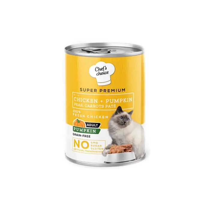 CHEF'S CHOİCE TAVUKLU VE BAL KABAKLI TAHILSIZ EZME YETİŞKİN KEDİ KONSERVESİ 400GR