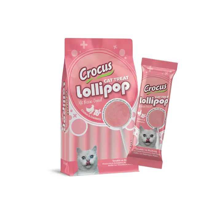 CROCUS TAVUKLU VE KIZILCIKLI LOLİPOP KEDİ ÖDÜLÜ 10LU