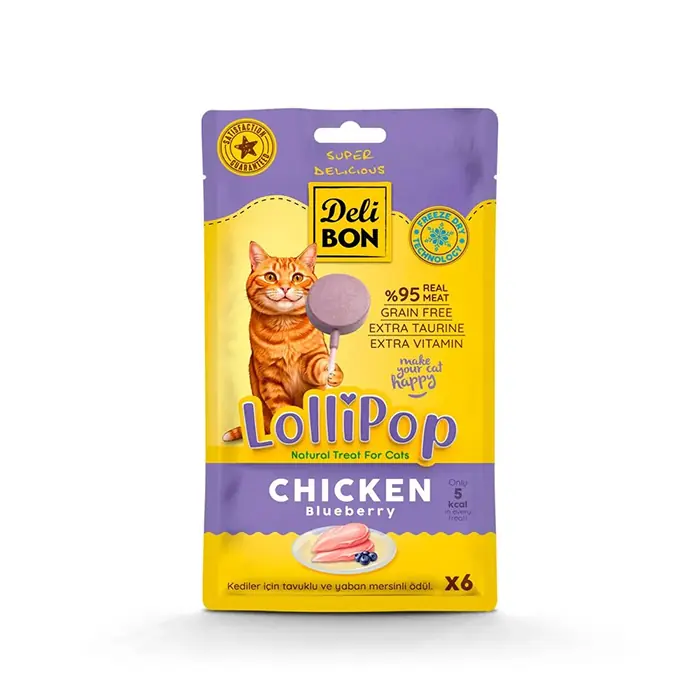DELİBON TAVUKLU LOLİPOP KEDİ ÖDÜL MAMASI 6LI