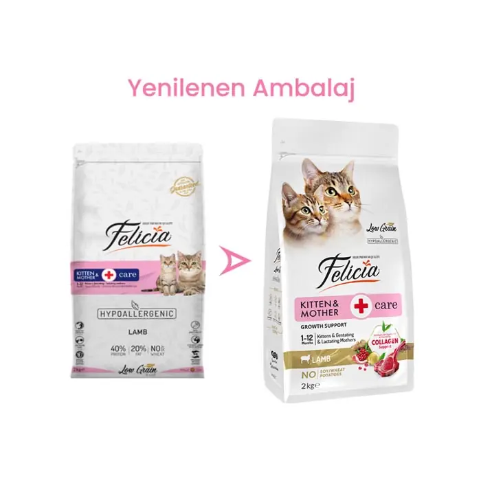 FELİCİA AZ TAHILLI KUZU ETLİ YAVRU HYPOALLERGENİC KEDİ MAMASI 2 KG