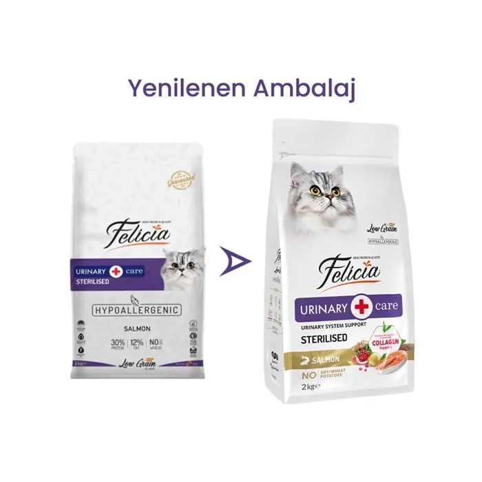 FELİCİA AZ TAHILLI STERİLİSED SOMONLU HYPOALLERGENİC KEDİ MAMASI 2 KG