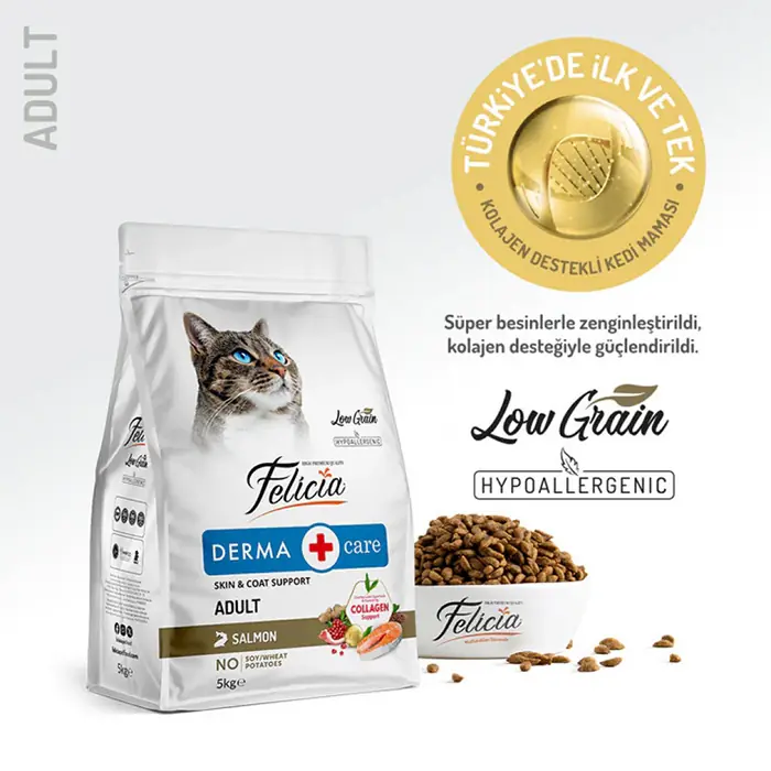FELİCİA KOLAJENLİ SOMONLU AZ TAHILLI HYPOALLERGENİC YETİŞKİN KEDİ MAMASI 5 KG