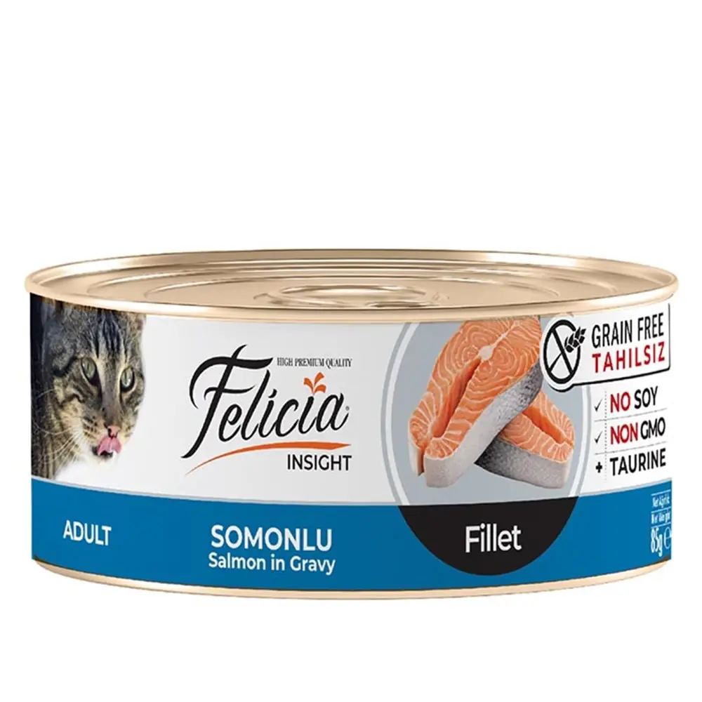 FELİCİA TAHILSIZ GRAVY SOMON FİLETO YETİŞKİN KEDİ KONSERVESİ 85 GR