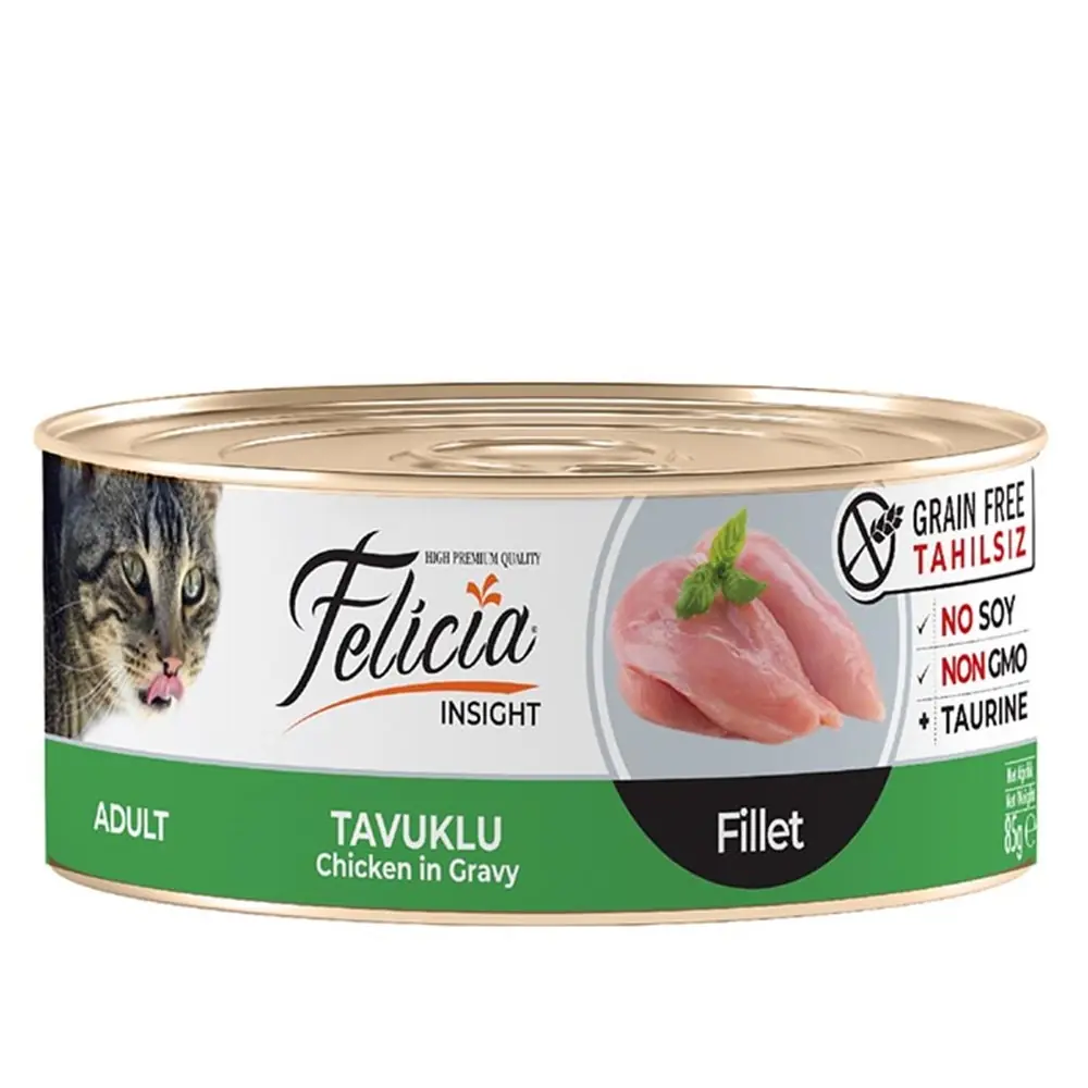 FELİCİA TAHILSIZ GRAVY TAVUK FİLETO YETİŞKİN KEDİ KONSERVESİ 85 GR