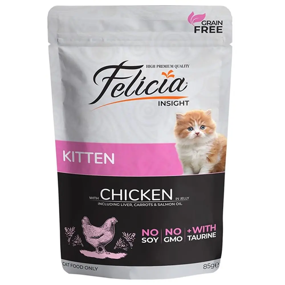 FELİCİA TAHILSIZ TAVUKLU YAVRU KEDİ YAŞ MAMASI 85 GR