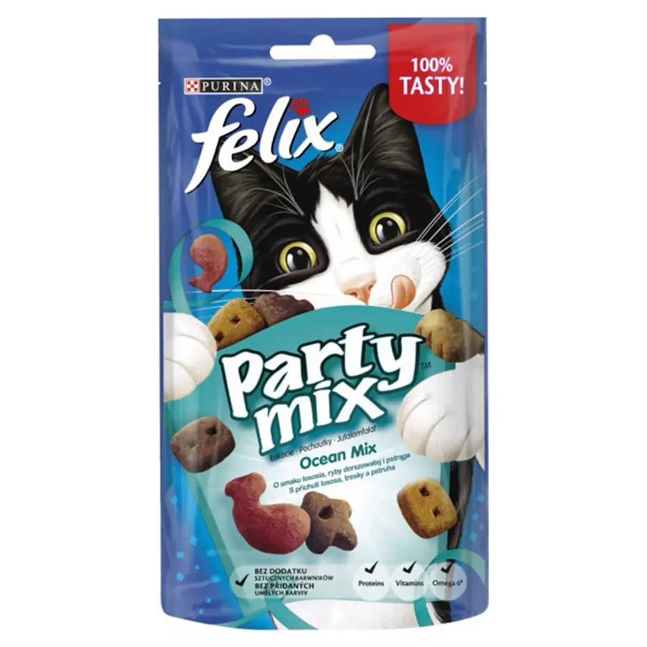 FELİX PARTY MİX SOMON KÖMÜR BALIĞI VE ALABALIK KEDİ ÖDÜLÜ 60GR