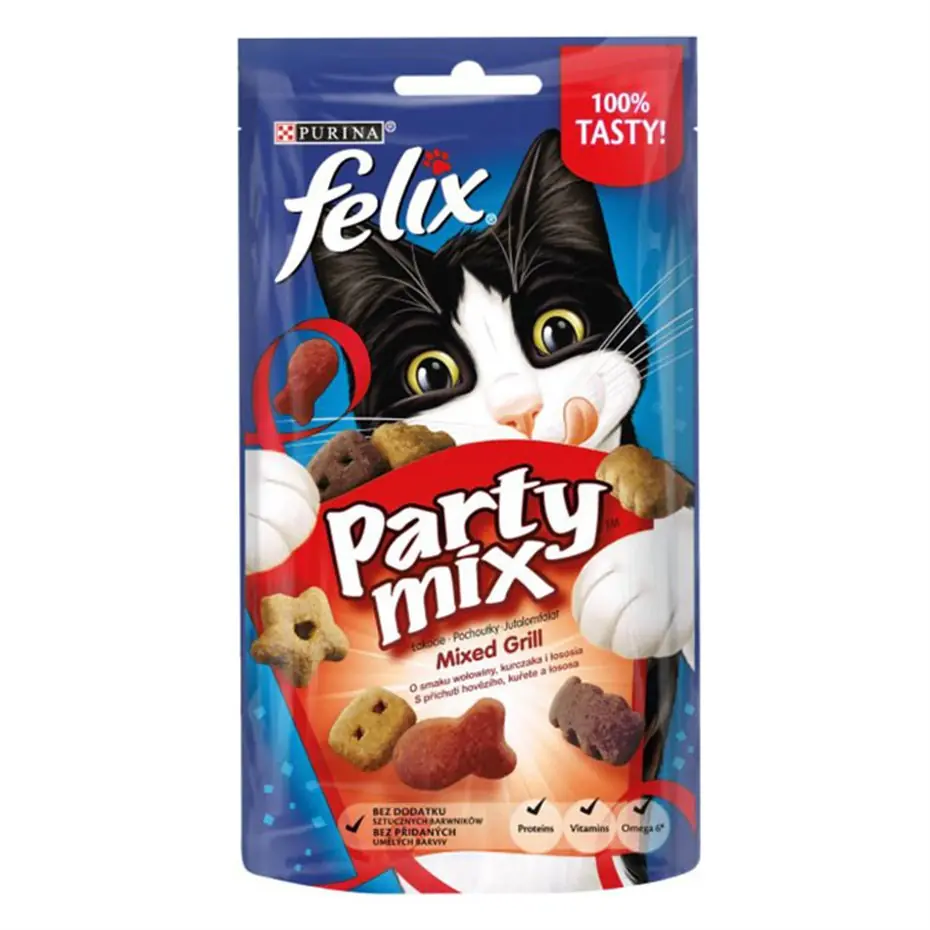 FELİX PARTY MİX TAVUK SIĞIR VE SOMON BALIKLI KEDİ ÖDÜLÜ 60GR