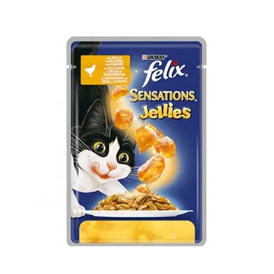 FELİX SENSATİONS JELLİES TAVUK ETLİ VE HAVUÇLU KEDİ YAŞ MAMASI 100 GR
