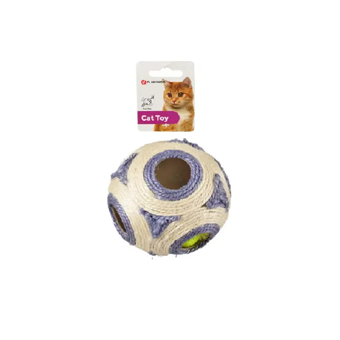 FLAMİNGO CATNİPLİ ÇINGIRAKLI HASIR TOP KEDİ OYUNCAĞI 11CM
