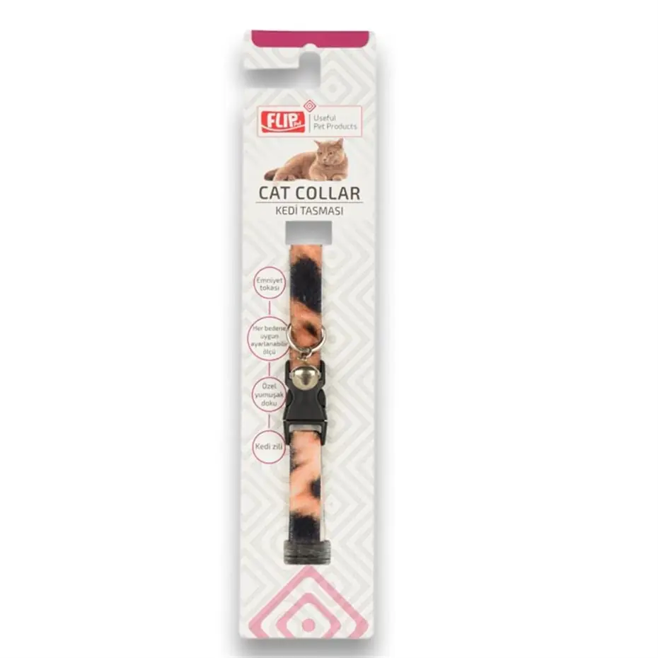 FLİP LEOPAR DESENLİ KEDİ BOYUN TASMASI 25CM