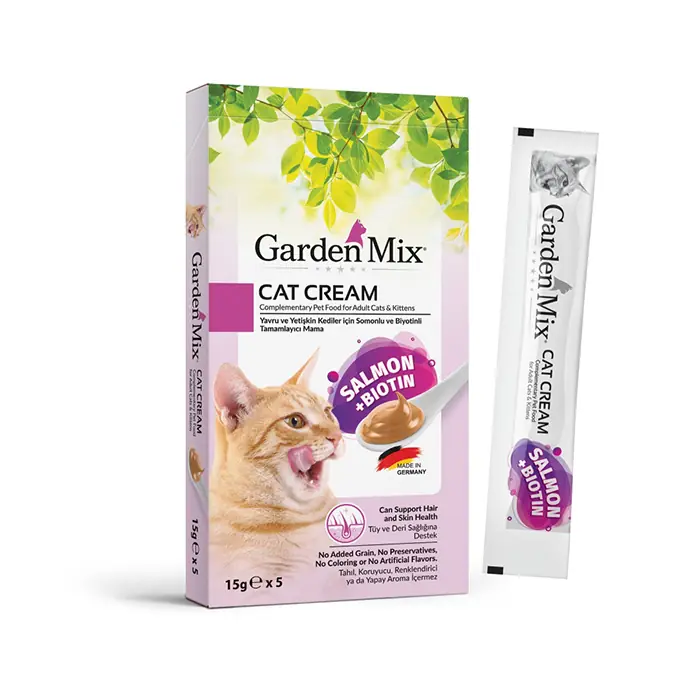 GARDEN MİX BİYOTİN VE SOMONLU KREMA KEDİ ÖDÜL MAMASI 5X15GR