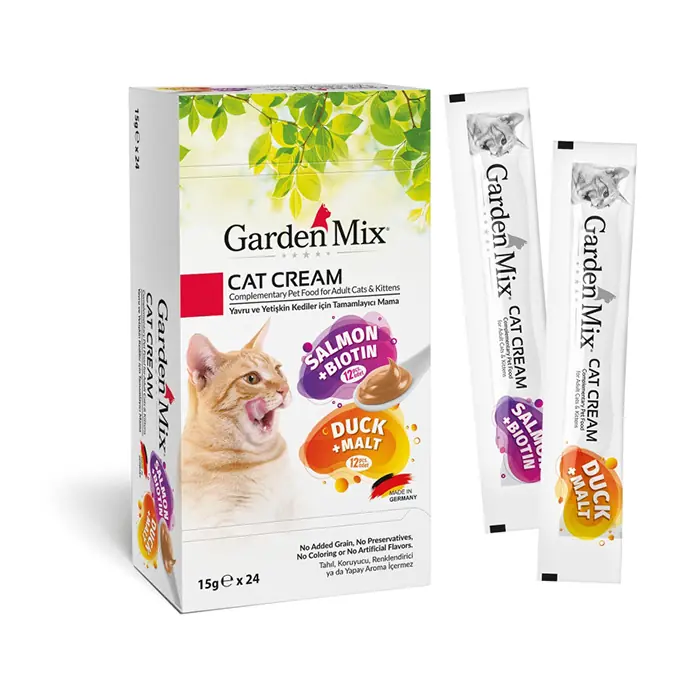 GARDEN MİX SOMONLU VE ÖRDEKLİ KREMA KEDİ ÖDÜL MAMASI 24X15GR