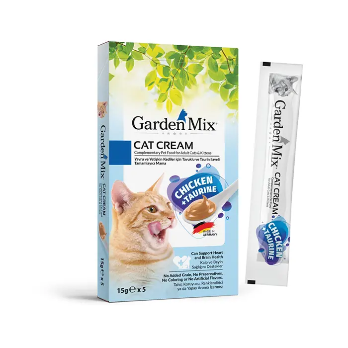 GARDEN MİX TAURİN VE TAVUKLU KREMA KEDİ ÖDÜL MAMASI 5X15GR