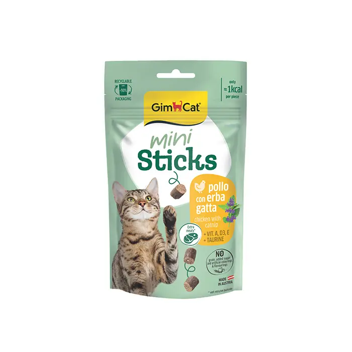 GİMCAT MİNİ STİCKS KEDİ OTLU TAVUKLU KEDİ ÖDÜL ÇUBUKLARI 50GR