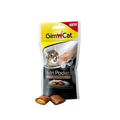 GİMCAT NUTRİPOCKETS KEDİ ÖDÜL TAVUK BİOTİN 60GR
