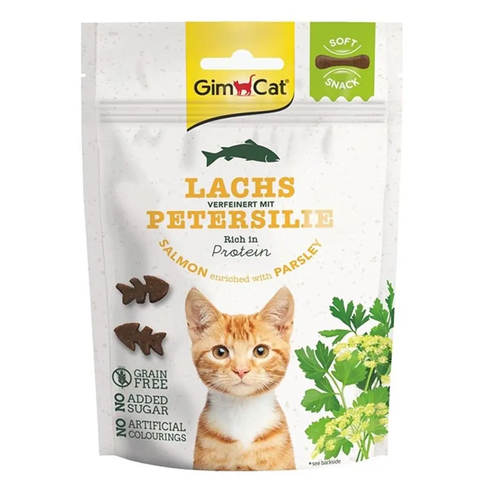 GİMCAT TAHILSIZ SOFT SNACKS SOMON VE MAYDANOZLU KEDİ ÖDÜLÜ 60GR