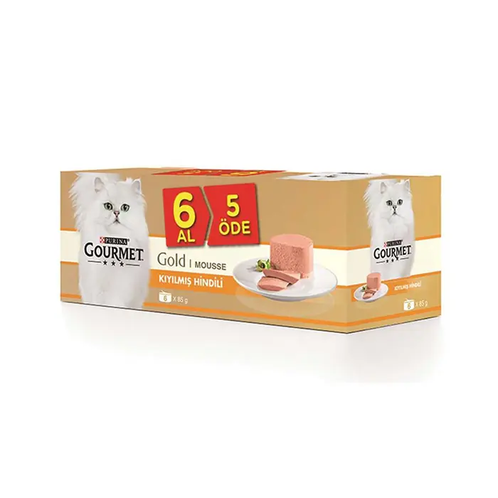 GOURMET GOLD 6 AL 5 ÖDE HİNDİ ETLİ YAŞ KEDİ MAMASI 85 GR