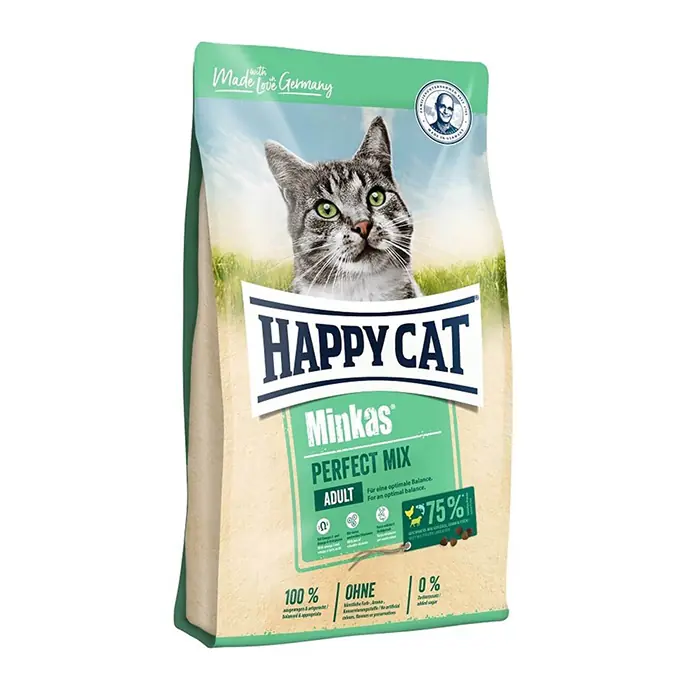 HAPPY CAT MİNKAS PERFECT MİX TAVUKLU BALIKLI VE KUZU ETLİ YETİŞKİN KEDİ MAMASI 1,5KG