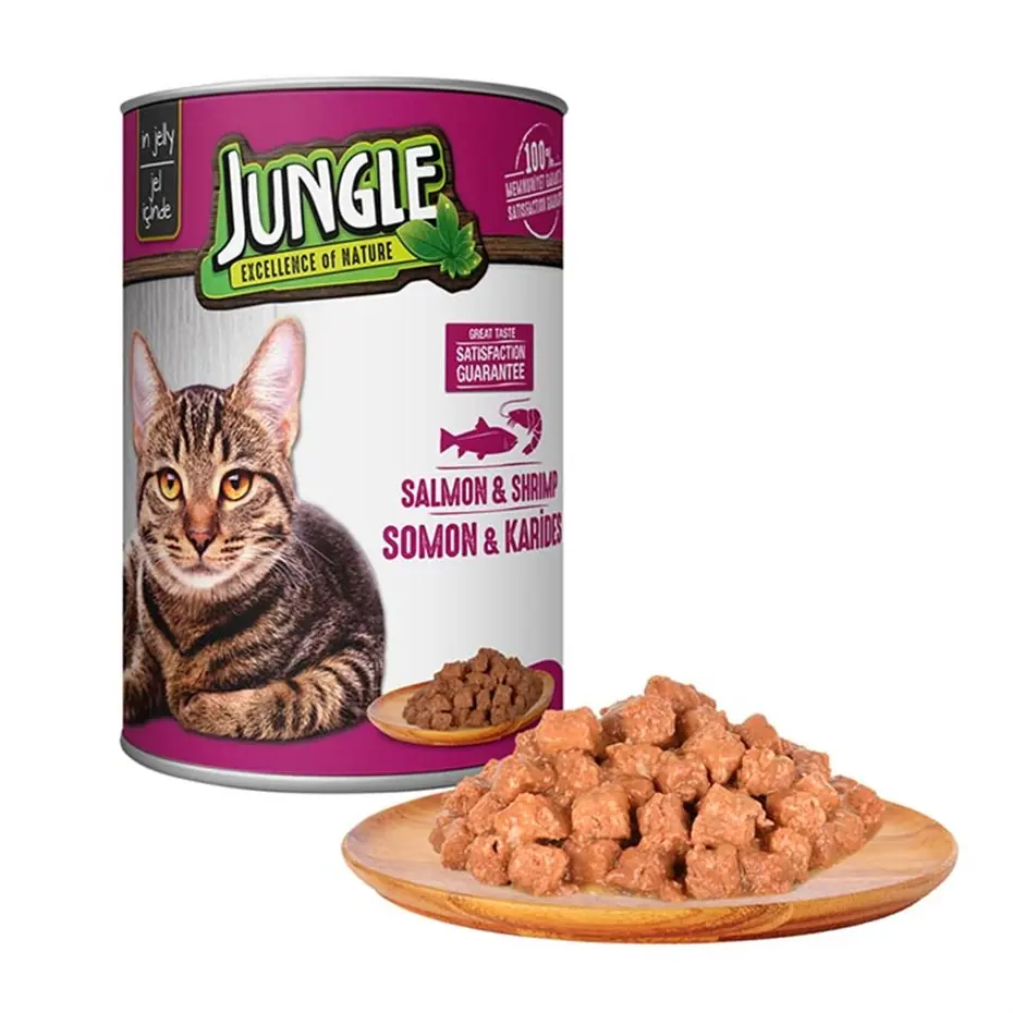 JUNGLE SOMONLU-KARİDESLİ KEDİ KONSERVESİ 415GR