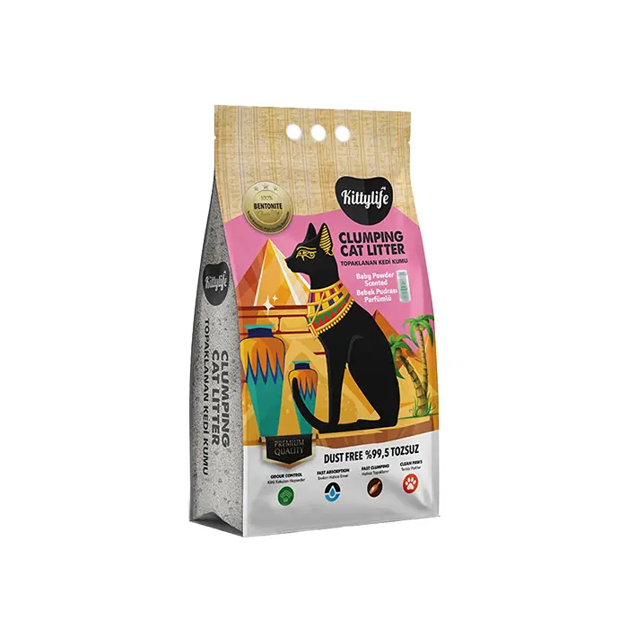 KİTTYLİFE PUDRA KOKULU TOPAKLANAN İNCE TANELİ BENTONİT KEDİ KUMU 5 LT