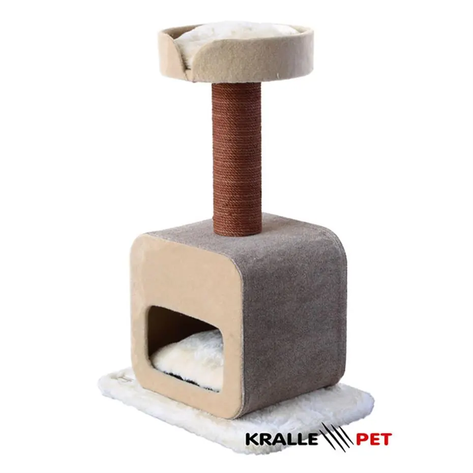 KRALLE OTURAKLI VE YUVALI KEDİ TIRMALAMA 1044MODEL KREM