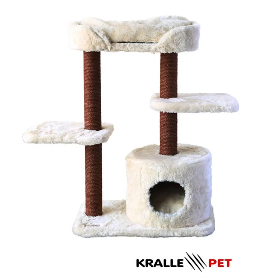 KRALLE YUVALI VE OTURAKLI KEDİ TIRMALAMA 1036MODEL KREM