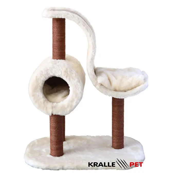 KRALLE YUVALI VE ŞEKİLLİ KEDİ TIRMALAMA 1042MODEL KREM