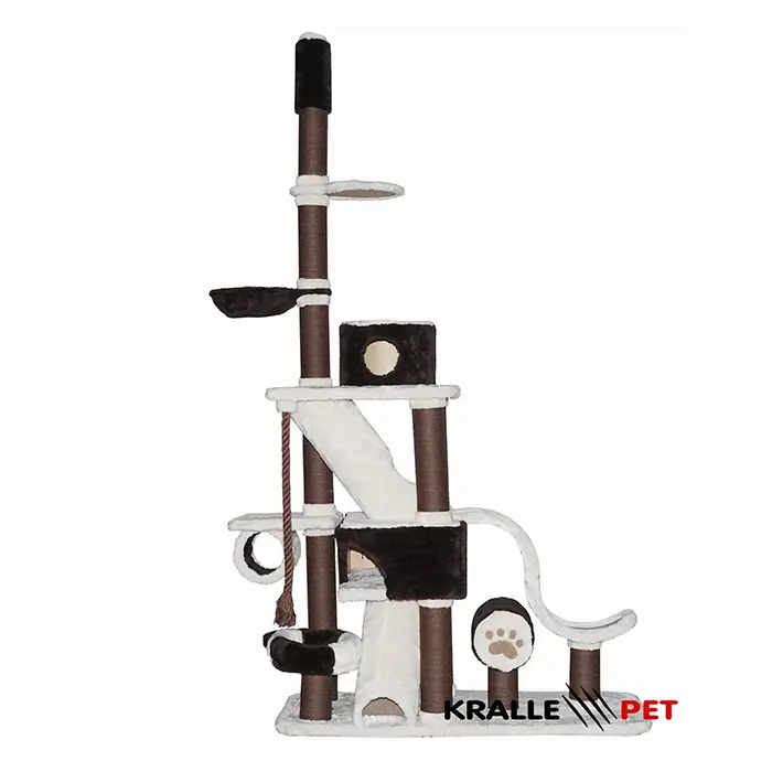 KRALLE ÇOK KATLI YUVALI VE HALATLI KEDİ TIRMALAMA 1001MODEL KREM