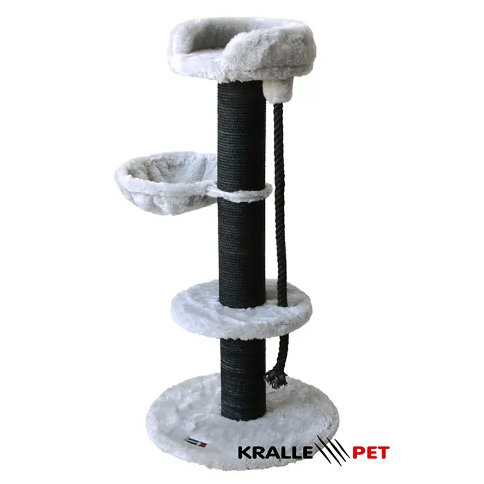 KRALLE ÜÇ KATLI HALATLI KEDİ TIRMALAMA 1040MODEL AÇIK GRİ
