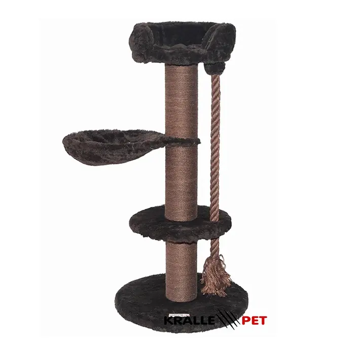 KRALLE ÜÇ KATLI HALATLI KEDİ TIRMALAMA 1040MODEL KAHVE