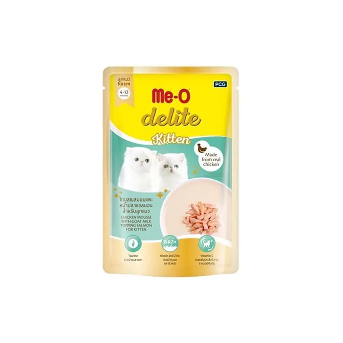 ME-O DELİTE POUCH KİTTEN TAVUKLU SOMONLU VE KEÇİ SÜTLÜ YAVRU KEDİ MAMASI 70GR