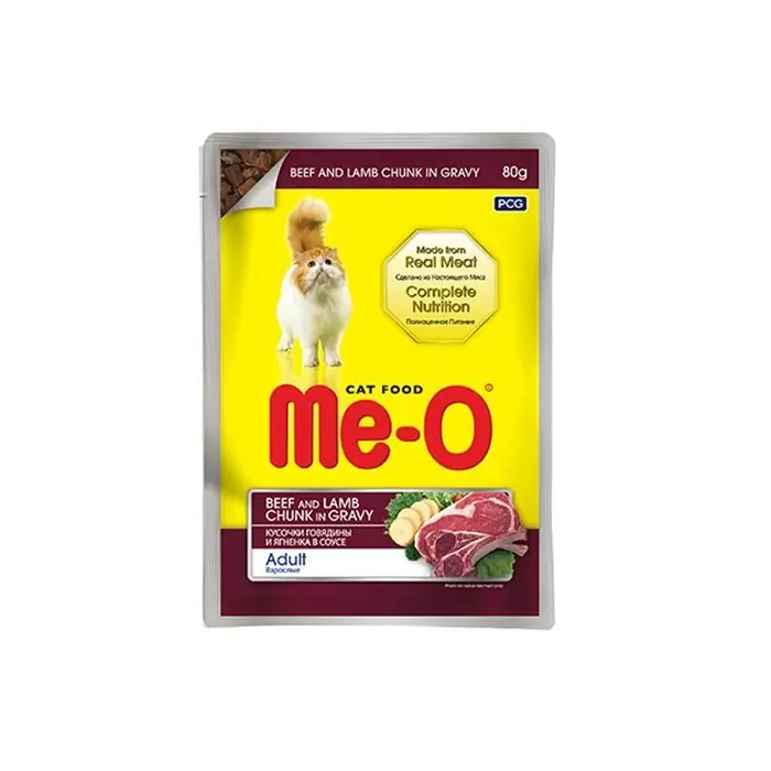 ME-O POUCH DANA VE KUZU ETLİ YETİŞKİN KEDİ YAŞ MAMASI 80GR